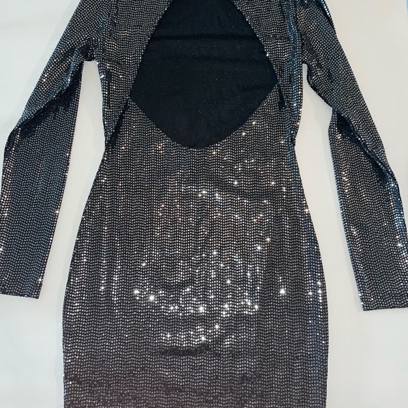 BRAND NEW (with tags!) black, sparkly sequin long-sleeve dress - Picture 3 of 4